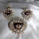 Handmade Brass Metal Jewellery Purple Stone Maang Tikka Set
